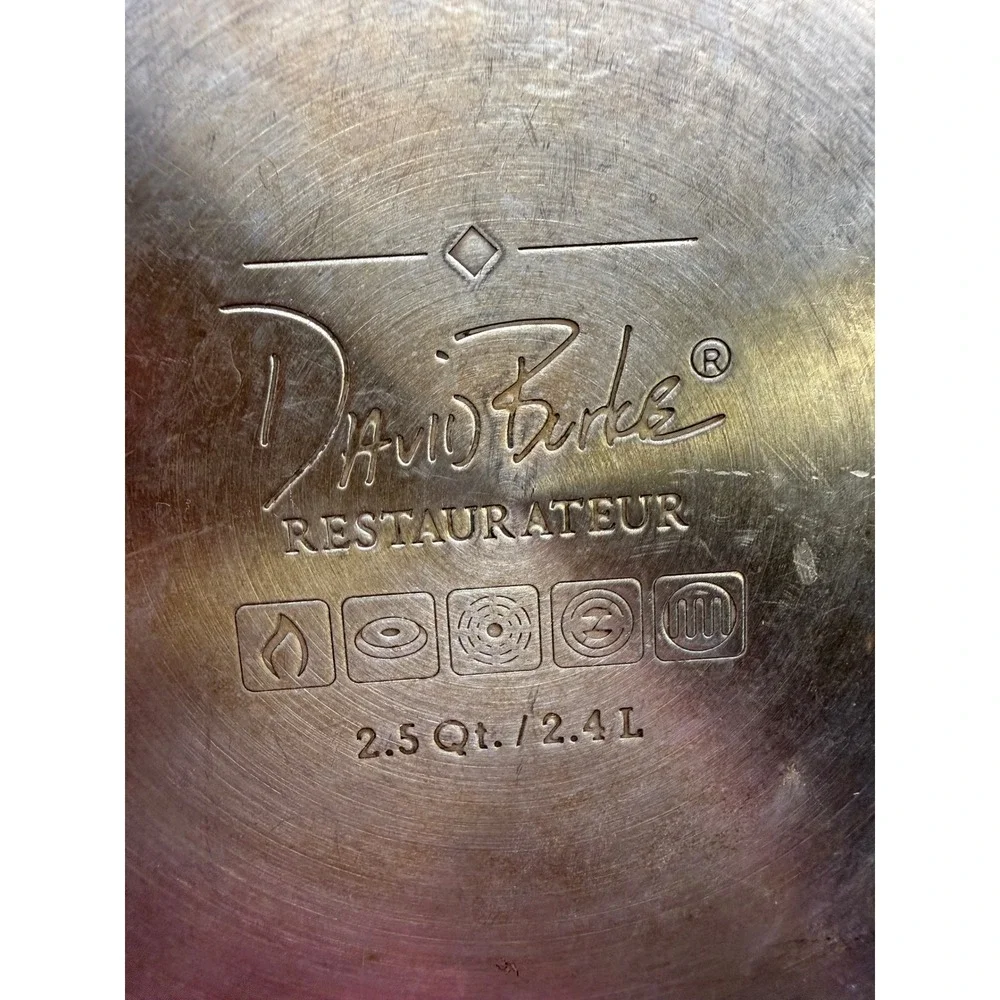 David Burke 2.5 Quart Stainless Steel Saucepan with Straining Lid and Pour Spout
